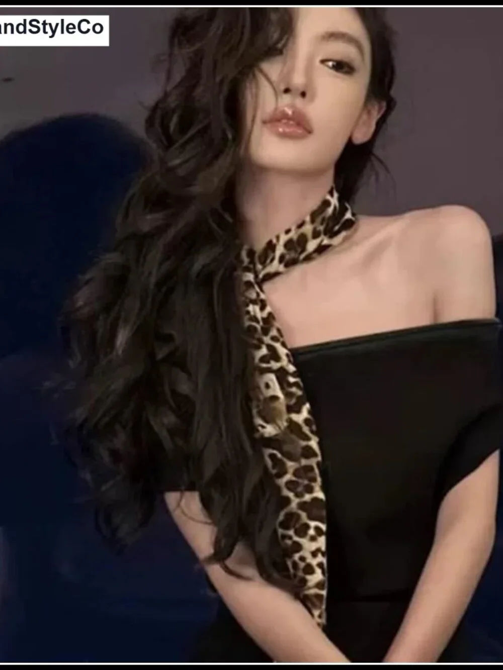 Leopard Print Long Scarf Women Lightweight Satin Tie Belt Scarf